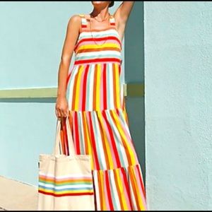 J. Crew | Rainbow Striped Tiered Maxi Dress